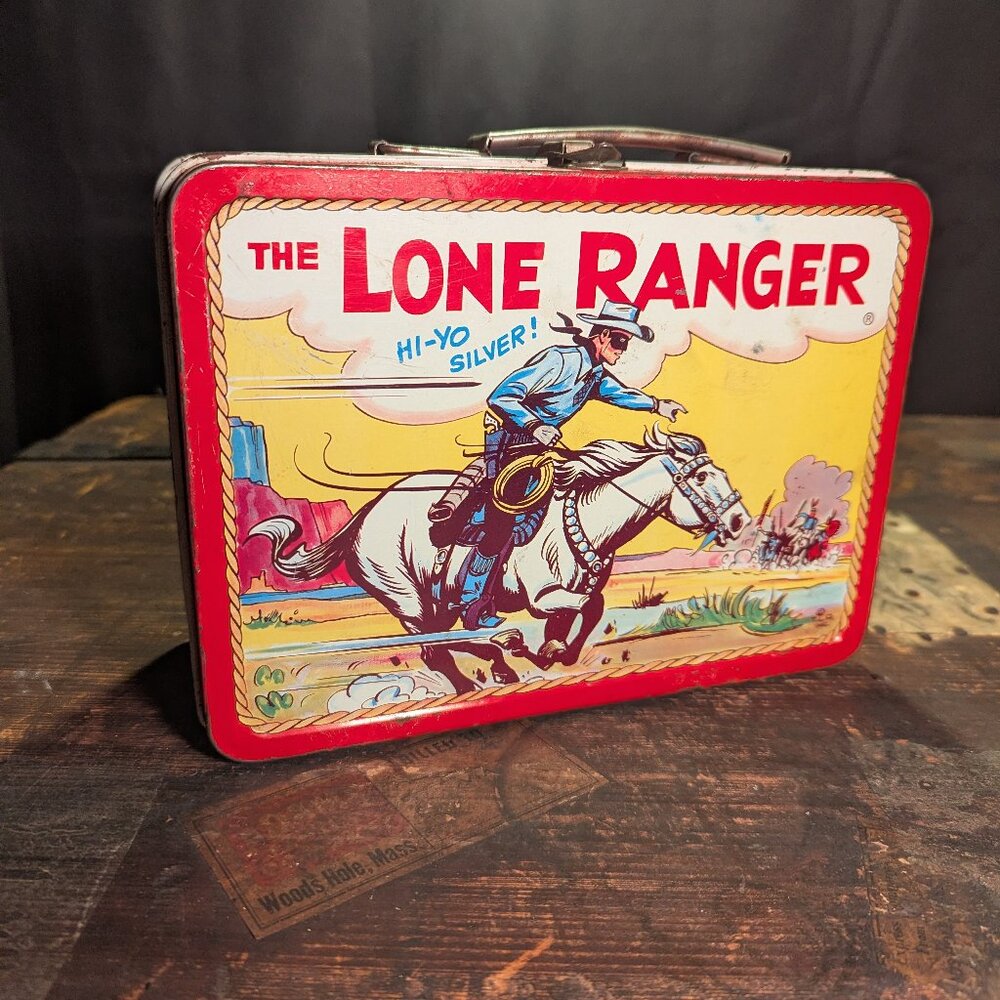 Vintage 1954 original The Lone Ranger red Metal Lunchbox by ADCO Liberty